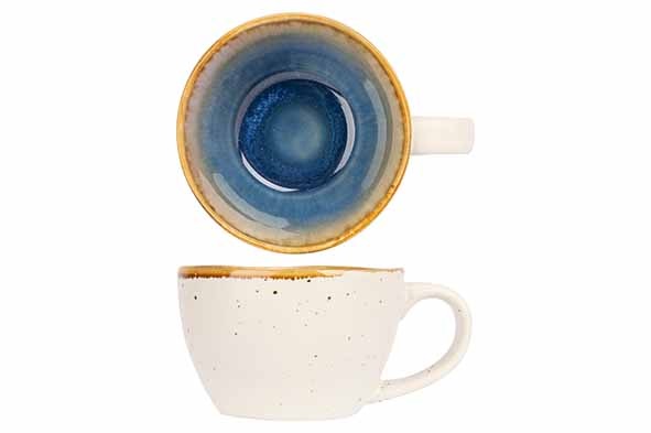 [21577] Kop med hank, hvid/blå, 20cl, Ø9x5,5cm, COBALT, (6 stk.)