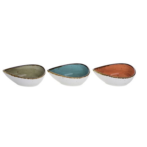 Små serveringsskåle, 12x7x4cm, dråbeformet, porcelæn, BRISBANE, (6 stk. tilfældige farver)