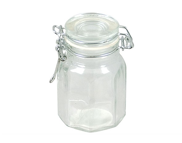 Patentglas med låg, glas, 100ml, Ø4,5x8cm, OCTO, (12 stk.)