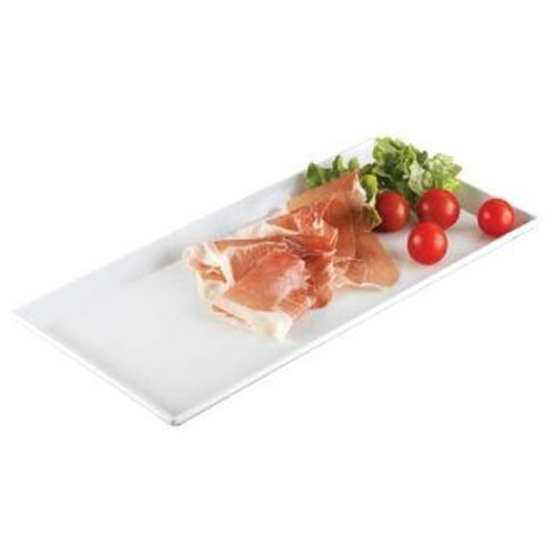 Serveringsfad, 35x17x2cm, rektangulær, melamin, Hvid, (1 stk.)
