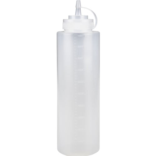 Dressingflaske, 1000 ml, klar, PE/PP, med mål, (6 stk.)