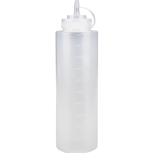 Dressingflaske, 1000 ml, klar, PE/PP, med mål, (6 stk.)
