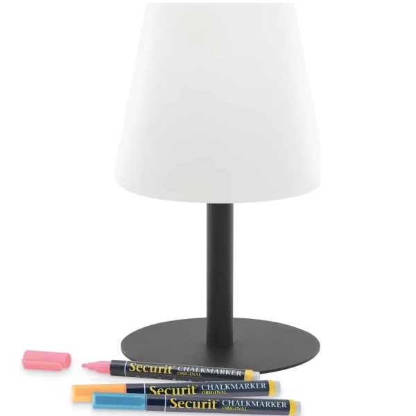 LED bordlampe, MIMI, Securit, ledningsfri og genopladelig, inkl. Kridtmarkere, sort/hvid, (1 stk.)
