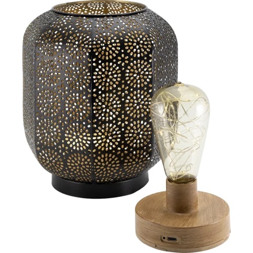 LED bordlampe, MARRAKECH, Securit, ledningsfri og genopladelig, sort/gylden, (1 stk.)
