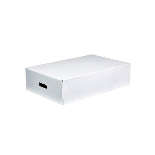 Kødkasse låg, massiv pap, 25kg, 585x385x170mm, hvid/brun, m/håndtag, tilhører 11169, (25 stk.)