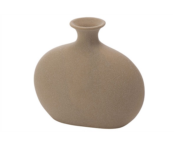 [21983] Vase, 17x5x15cm, sandfarvet, stentøj, (2 stk.)