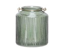 Lanterne, Ø14x14x6cm, glas, mørkegrøn, guld hank, (4 stk.)