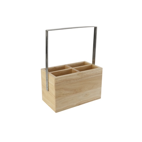 [22036] Bestikholder i træ, 18,4x10x24,6cm, 4 rum, (1 stk.)