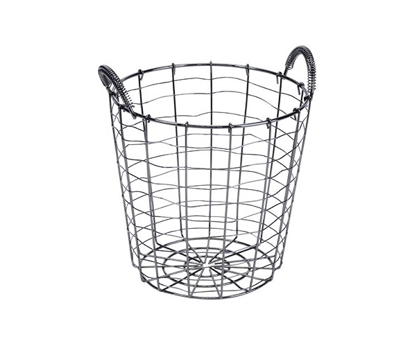 [22038] Trådkurv til opbevaring, Ø21x21x23,5cm, metal, sort, (1 stk.)