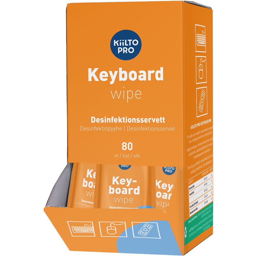 [22050] Renseservietter til tastatur, 4ml, 75% ethanol, enkeltpakket, Antibac, (80 stk.)