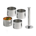 Stamper Ø6,5cm og 4 madringe Ø7cm, rustfrit stål, (1 sæt)