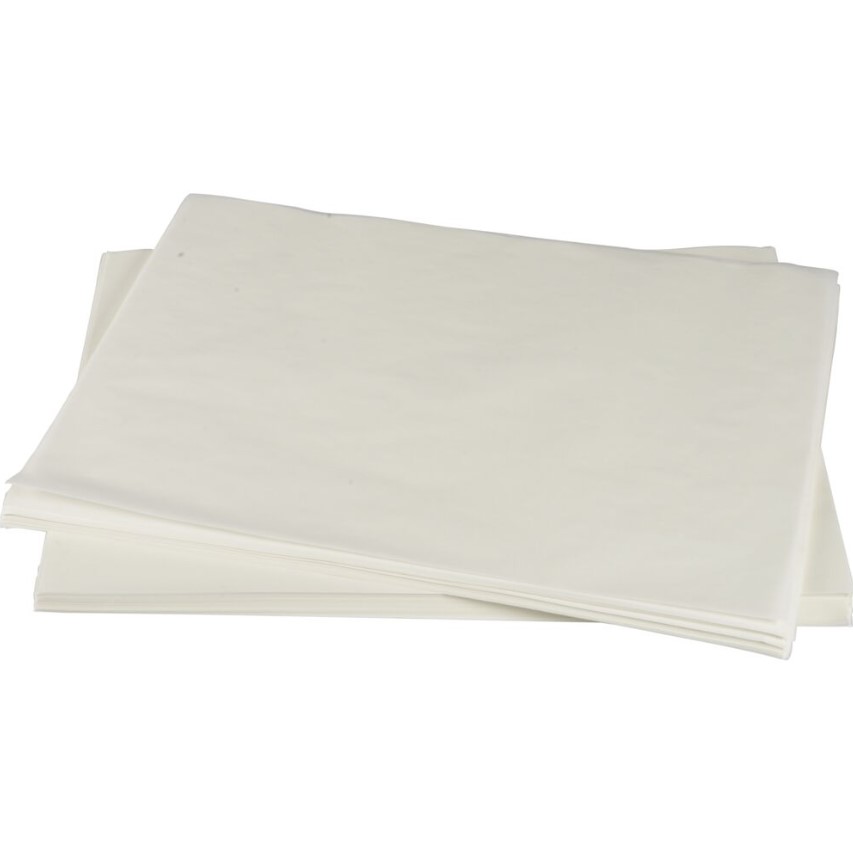 Wrappingpapir, 30x40cm, greaseproof, Hvid, tåler varme, (500 ark)
