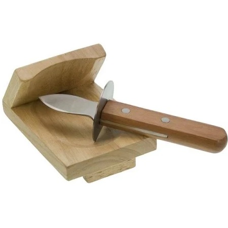 [22121] Østerskniv inkl. holder i træ, 12,6x7,8x5,9cm, (1 stk.)
