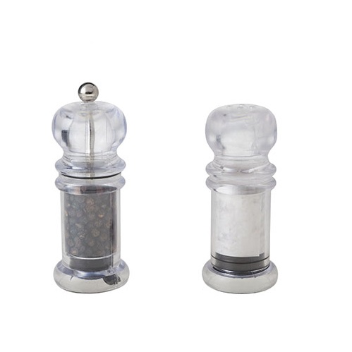Salt- og peberkværn, klar, plastik, (1 sæt)