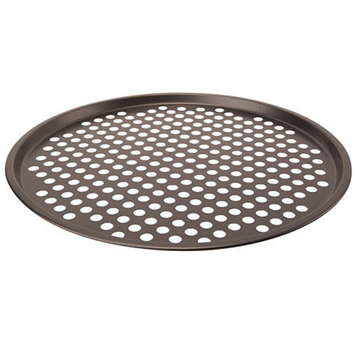 Bageplade til pizza, rund med huller, Ø35,5cm, metal, (1 stk.)