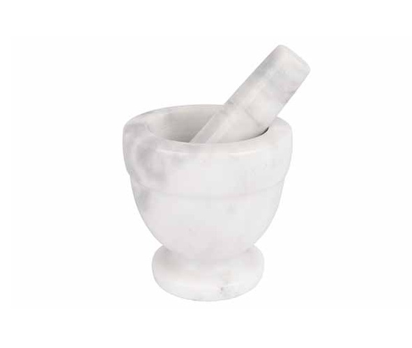 [22166] Morter og støder, 21cl, Ø10cm, marmor, hvid, (1 stk.)
