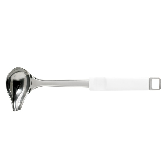 Sovseske med hældetud, rustfrit stål, hvidt plastik håndtag, BREST, (1 stk.)