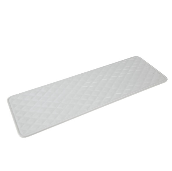 [22195] Fladt kagefad i glas, 40,3x14x0,8cm, aflangt, hvid, porcelæn, diamant mønster, (3 stk.)
