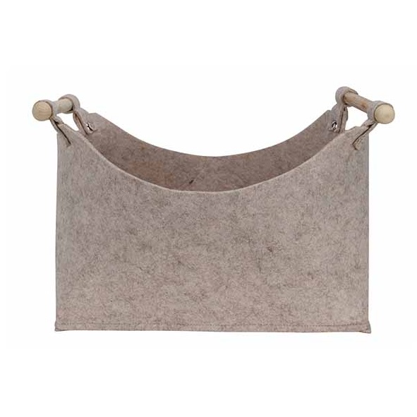 Opbevaringskurv, 32x18x24cm, rektangulær, beige, filt, (1 stk.)