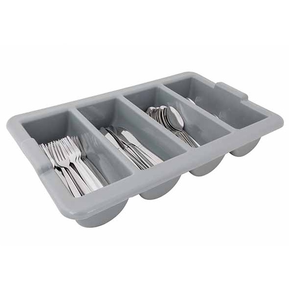 [22217] Bestikbakke med 200stk. bestik, grå, plastik/rustfri stål, (1 sæt)