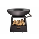 Bålgrill med hjul, skuffe og plads til brænde, sort, cortenstål, White Fire, BARBECUES, (1 stk.)