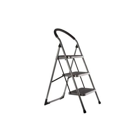 [22652] 3-trins trappestige, sort/sølv, metal, H104cm, (1 stk.)