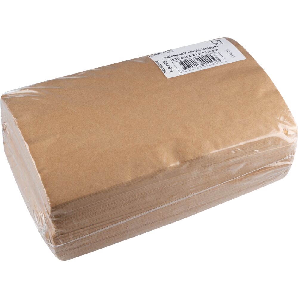Pølsepapir, 20x12,5cm, ubleget/virgin, uden tryk, (1000 stk.)