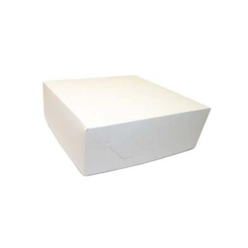 Kageæske, fold selv, 18,5x18,5x5,0cm, pap, hvid, (250 stk.)