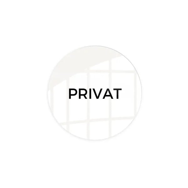 Toiletskilt - Privat, Ø10 cm, aluminium, hvid, Securit, (1 stk.)