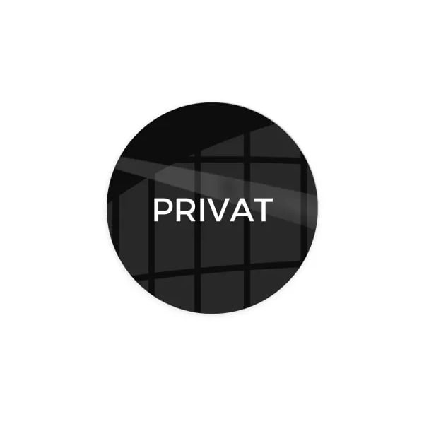 Toiletskilt - Privat, Ø10 cm, aluminium, sort, Securit, (1 stk.)