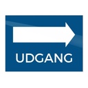 Skilt, "Udgang" pil højre, 18x13cm, aluminium, blå, (1 stk.)