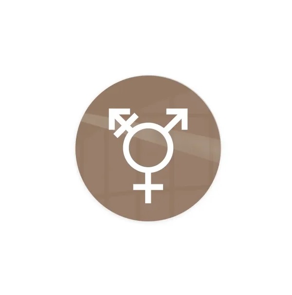 Skilt, Kønsneutral, symbol, toilet, Ø10 cm, alu., caffe latte, (1 stk.)