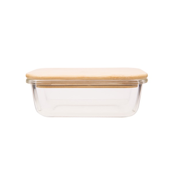 Madopbevaringsboks med bambuslåg, 370ml, 15x11x5cm, (1 stk.)