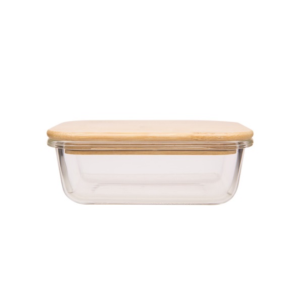 Madopbevaringsboks med bambuslåg, 640ml, 17x13x5,5cm, (1 stk.)