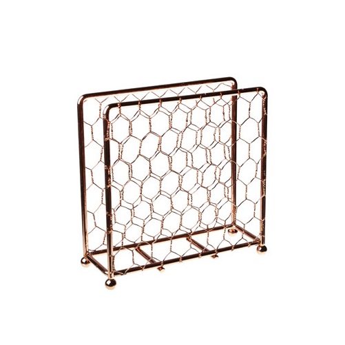Servietholder,15x5x15cm, metal, kobber-farvet, (1 stk.)