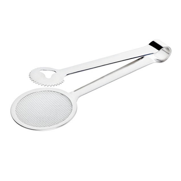 Fritureske med tang, 22cm, metal, (1 stk.)