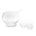 Punchbowle m. øse & 4 glas, (1 sæt á 6 dele)