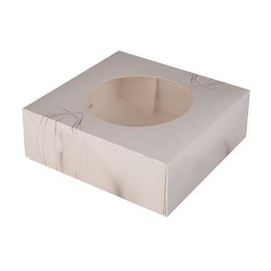 Kageæske med rude, hvid, 23x23x8cm, 6 punkt, (100 stk.)