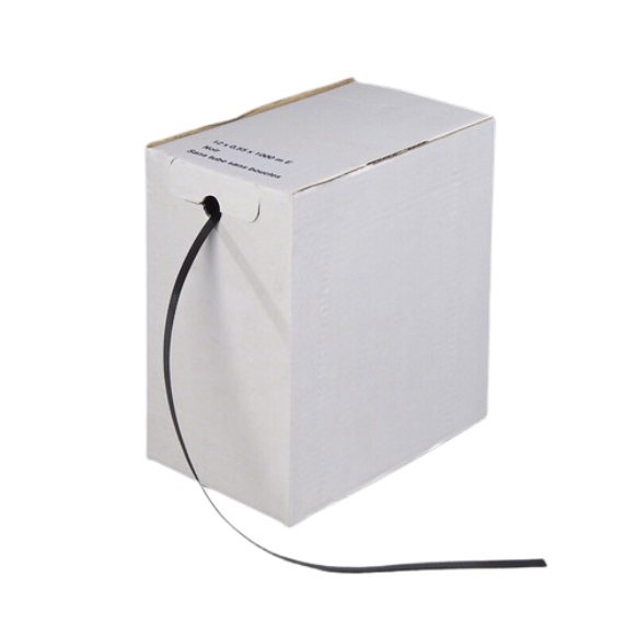 [23102] Strapbånd, PP, sort, 12mmx1000m, i dispenserkarton, 117kg træk, (1 rulle)