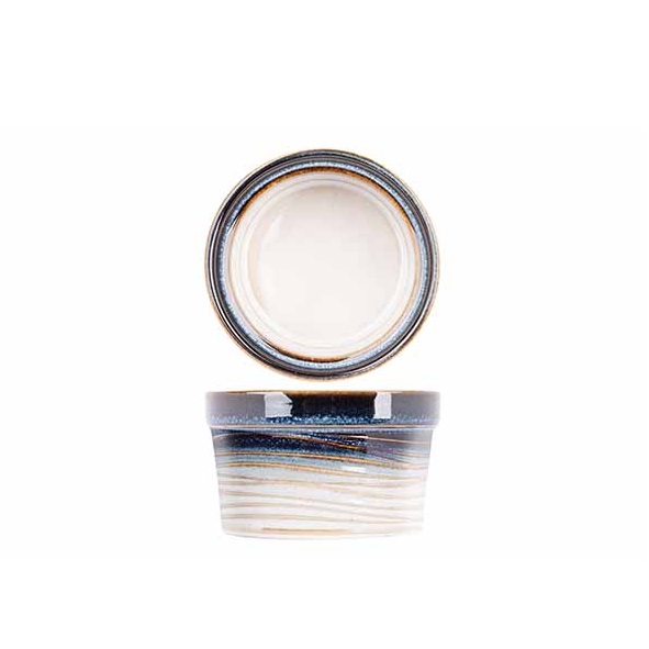 Ramekin, Ø7x4,3cm, hvid/blå, NORA, (12 stk.)
