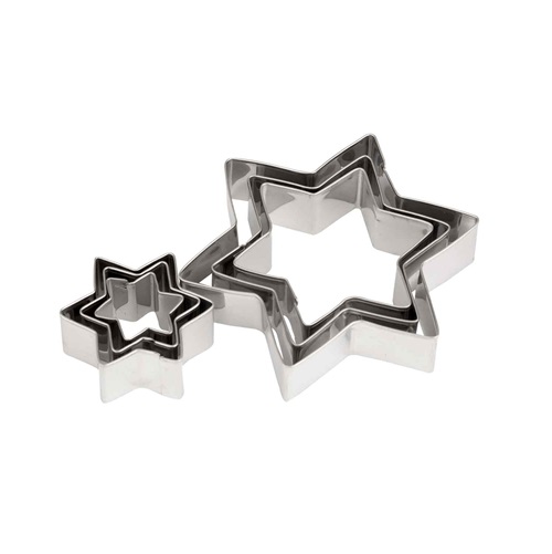 Udstikkersæt til småkager, 2,9-9x2cm, stjerner, (sæt á 6 stk.)