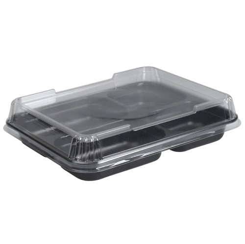 [10712] Højt snap-on låg til sort bakke, 23,8x17,6x3,2cm, transparent, APET, tilhørende 10366, 10878 og 10259, (324 stk.)