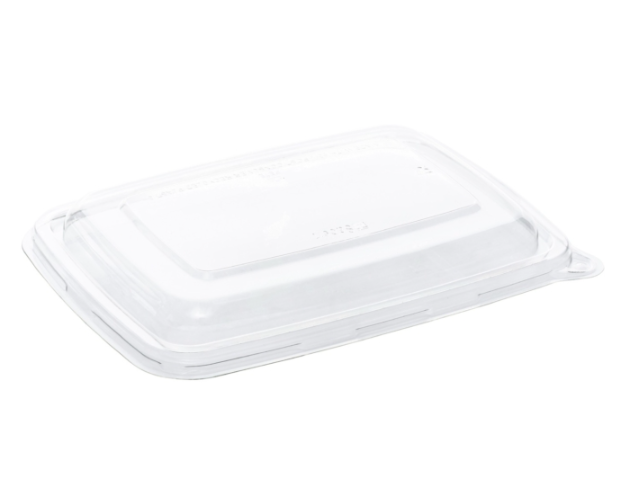 [10205] Låg til bagasse-bakke, 23,2x17,2x2,2cm, klar, RPET, firkantet, tilhørende 10204 og 10698 (300 stk.)