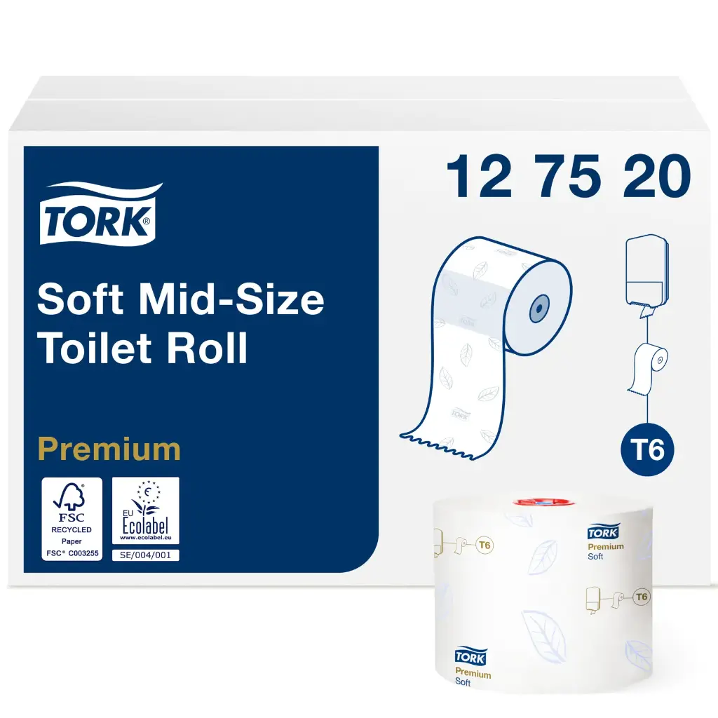 [27860] Toiletpapir, Mid-Size, blød, 2-Lags, Premium, T6, 127520, Tork, (27 stk.)