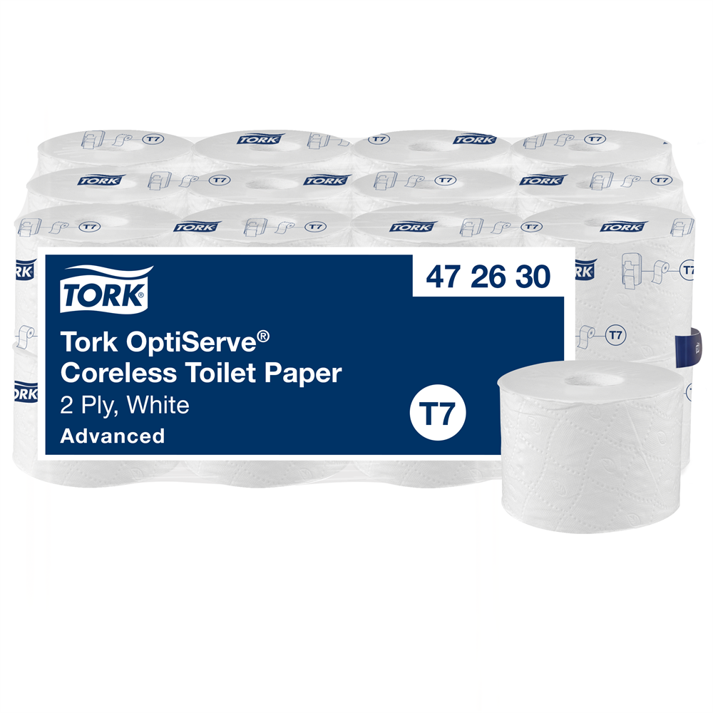 Toiletpapir, Coreless, 2-Lags, Advanced, T7, 472630, Tork OptiServe (24 stk.)