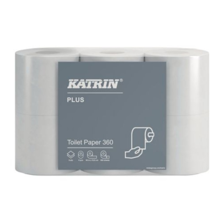 Toiletpapir, Katrin, Plus, 360, 2-lags, 50,4m, 18100, (42 stk.)