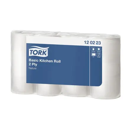 [27884] Køkkenrulle, 2-lags, 26,4m x 20,9cm, Ø10,4 cm, universal, Tork Basic 120223, (32 ruller)