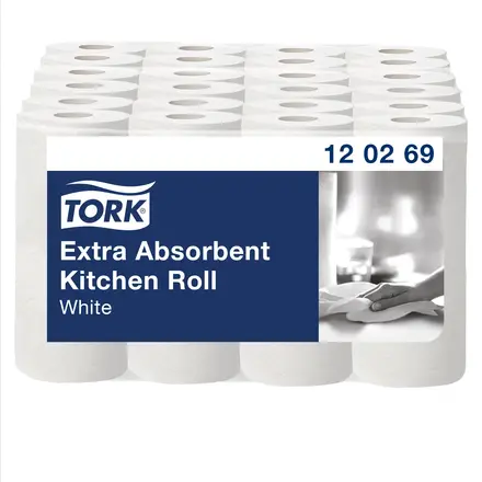 [27886] Køkkenrulle, 2-lags, 15,2m x 23cm, Ø10,7cm, Premium, ekstra sugende, Tork 120269, (24 stk.)