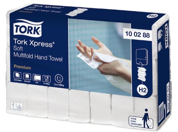 [27888] Håndklædeark, xpress, blød, Multifold, 34Cm, Premium, H2, 100288, Tork, (2310 Stk.)