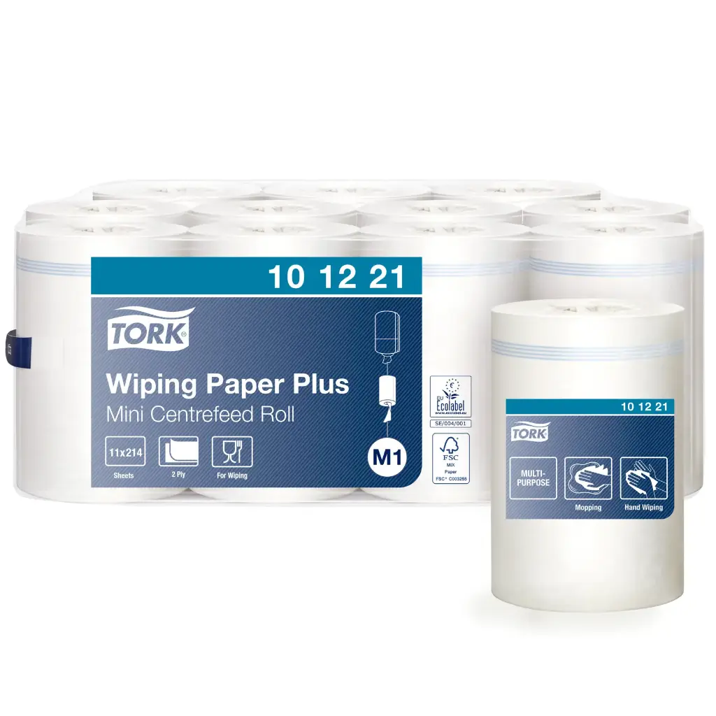 Aftørringspapir, Plus, 2-lags, hvid, 75m, Advanced, M1, 101221, Tork, (11 stk.)